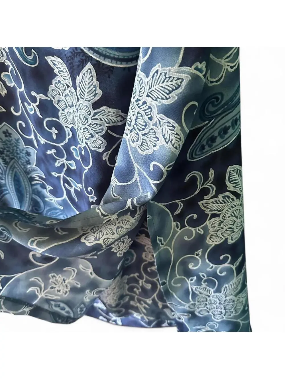 Vintage REQUIREMENTS Blue & White Floral Paisley Maxi Skirt - Size L